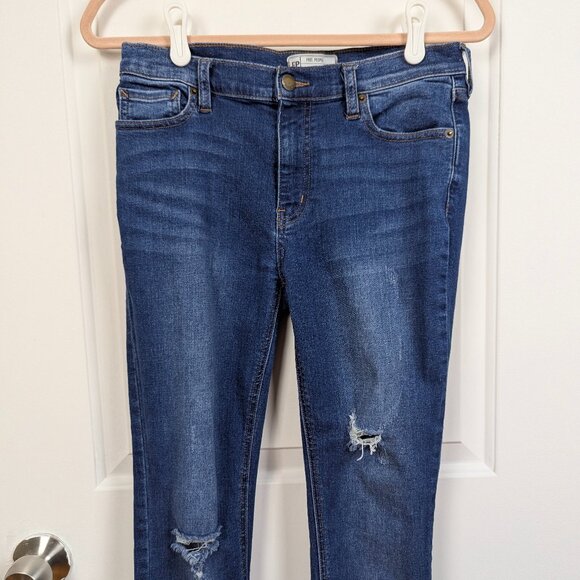 Free People | Blue Distressed Skinny Jeans Frayed Hem Size W27 - Picture 7 of 11